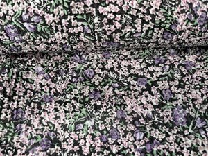 Fastvævet chiffon - crepet med mikro blomster i lilla toner